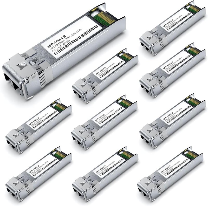 GESD 10Pack SFP+ 10GBase-LR SingleMode Module, 1310nm 10G LC SMF Fiber Optic Transceiver for Cisco SFP-10G-LR, Ubiquiti UniFi UF-SM-10G, Meraki MA-SFP-10GB-LR, Netgear, TP-Link and More (1310nm DDM 20km) - Image 1